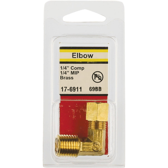 Lasco 1-4 In. C x 1-4 In. MPT 90 Deg. Compression Brass Elbow (1-4 Bend) 17-6911 402949