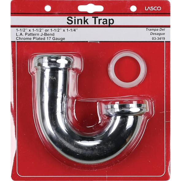 Lasco 1-1-2 In. or 1-1-4 In. Chrome Plated J-Bend 03-3419 403708