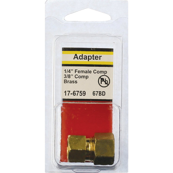 Lasco 1-4 In. FC x 3-8 In. MC Brass Compression Adapter 17-6759 402853