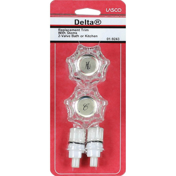 Lasco Delta Small Plastic Handles Fits Delta, Delex Tub & Shower Handle Kit 01-9243 403206