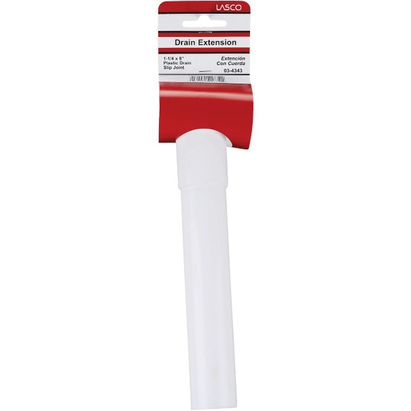 Lasco 1-1-4 In. OD x 8 In. L White Plastic Extension Tube 03-4343 402108