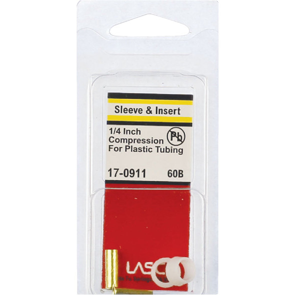Lasco 1/4 In. OD Hard Plastic & Brass Compression Insert Lasco 1/4 In. OD Hard Plastic & Brass Compression Insert
