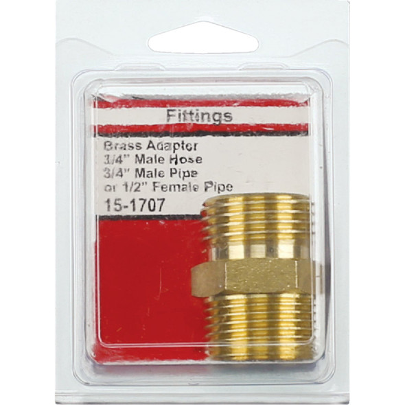 Lasco 3/4 In. MHT x 3/4 In. MPT x 1/2 In. FPT Brass Adapter Lasco 3/4 In. MHT x 3/4 In. MPT x 1/2 In. FPT Brass Adapter