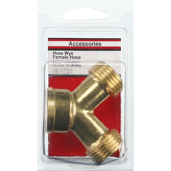 Lasco 3-4 In. MNT x 3-4 In. MNH x 3-4 In. FNH Brass Wye Hose Connector 15-1731 402925