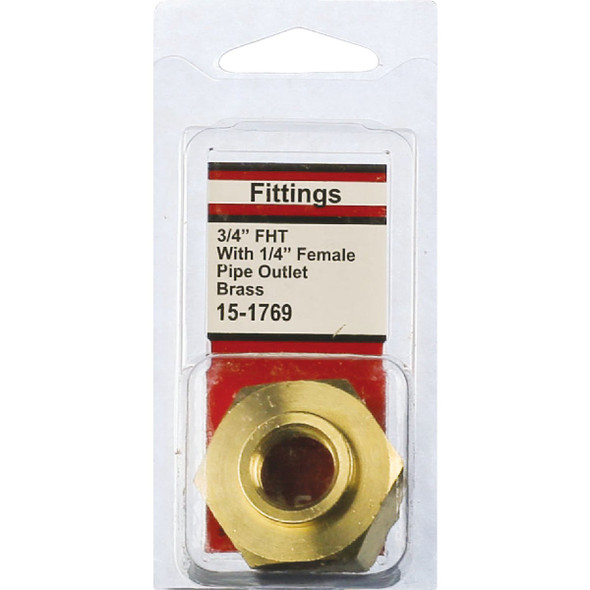 Lasco 3/4 In. FHT x 1/4 In. Female Pipe Tap Brass Cap Lasco 3/4 In. FHT x 1/4 In. Female Pipe Tap Brass Cap