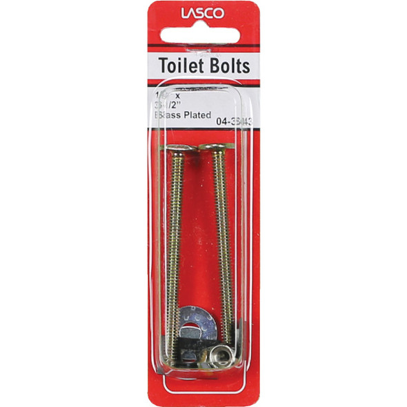 Lasco 1-4 In. x 3-1-4 In. Long Brass Plated Steel Toilet Bolts  04-3643 402091