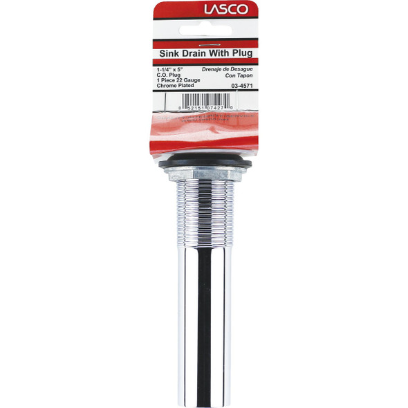 Lasco 1-1-4 In. Chrome-Plated Brass C.O. Plug 1-Piece Bathroom Sink Drain 03-4571 402188