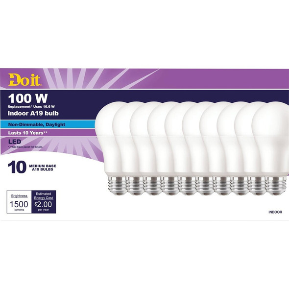 Do it 100W Equivalent Daylight A19 Medium LED Light Bulb, Title 20 (10-Pack) 371013 538235
