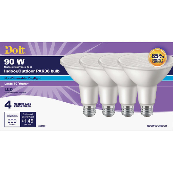 Do it 90W Equivalent Daylight PAR38 Medium LED Floodlight Light Bulb (4-Pack)