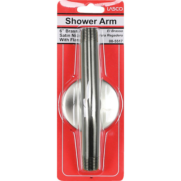Lasco 6 In. Satin Nickel Shower Arm and Flange Lasco 6 In. Satin Nickel Shower Arm and Flange