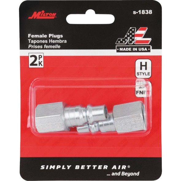 Milton 3/8 In. NPT H-Style Female Steel-Plated Plug S1838