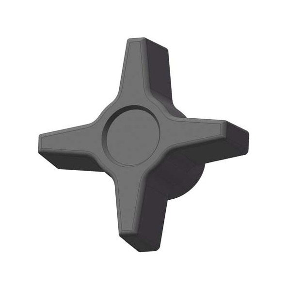 Four Prong Knob, 3/8-16 Thread Size, 1.125"L, Blind Tap, Steel