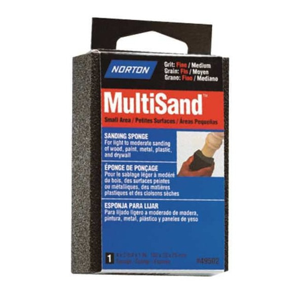 Norton Abrasives Sanding Sponge, Med/Fine, 4x2-3/4x1 In 07660749502