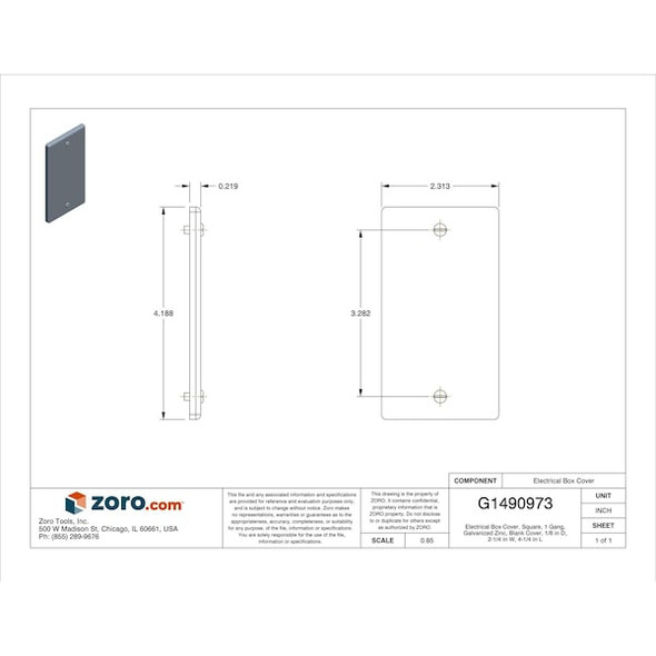 Raco Electrical Box Cover,Galvanized Zinc 860