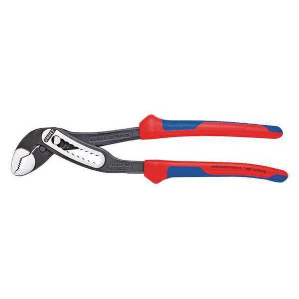 Knipex 7 1/4 in V-Jaw Water Pump Plier Serrated, Bi-Material Grip 88 02 180 SBA