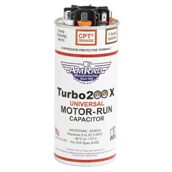 Global Motor Run Capacitor,5-97.5 MFD,370/440V Turbo 200X