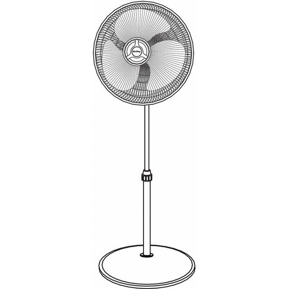 18" Blade Dia Pedestal Fan, Oscillating, 3 Speeds, 120VAC, White, Head Tilting Adjustment