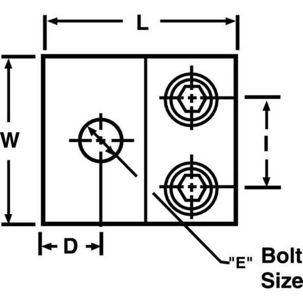 Mechanical Lug, 2-0 AWG Max, 2 Conductor, 1 Hole, 1-4 in Stud, Aluminum  ADR21-21