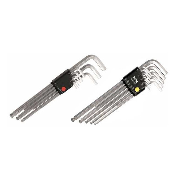 22-Piece Hex Key Set, Metric/SAE L-Shape, Alloy Steel, Chrome, Plastic Holder