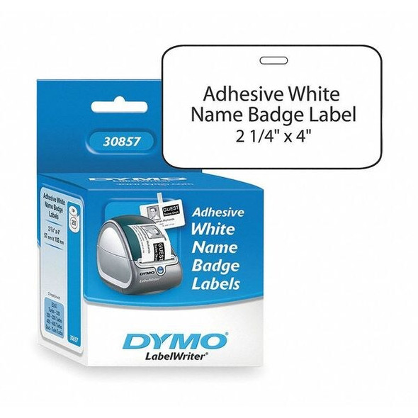 Printer Label, 2 1/4 in Label W, 4 in Label H, 250 Labels per Roll, White