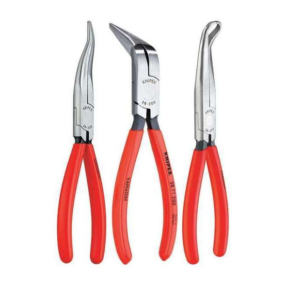 Knipex 3 Piece Long Nose Plier Set Dipped Handle 9K 00 80 12 US