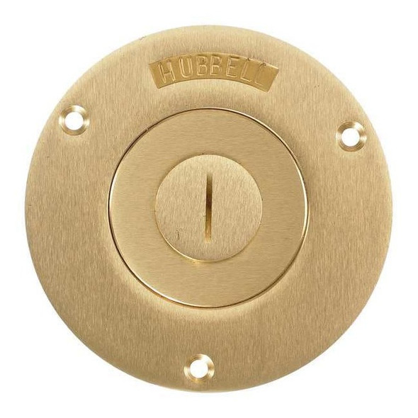Hubbell Wiring Device-Kellems Box Cover, Floor Box Type, 1 Gang, Brass S2525