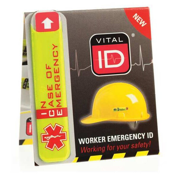 Vital Id Hard Hat I.D, Yllw, 1/2in.Hx2-3/4in.W, PK25 WSID-01