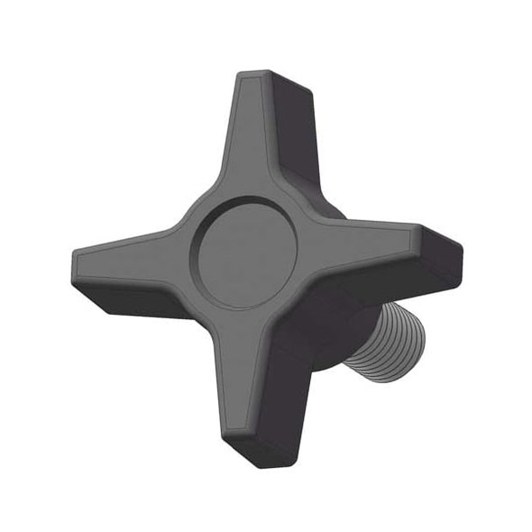 Four Prong Knob with Screw, 1/4-20 Thread Size, 1.125"L, Steel