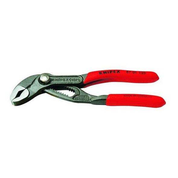 Knipex 5 in Knipex Cobra V-Jaw Water Pump Plier Serrated, Plastic Grip 87 01 125