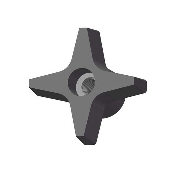 Four Prong Knob, 1/4-20 Thread Size, 1"L, Thru Tap, Steel