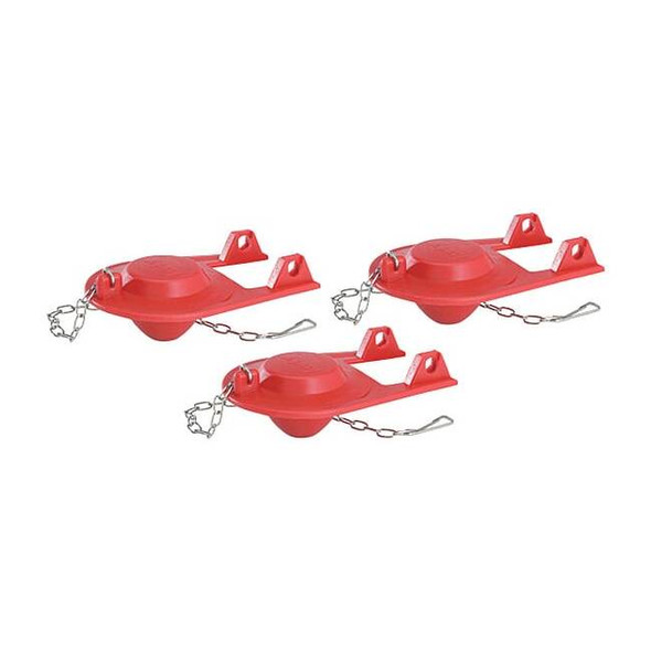 Korky Toilet Flapper, Rubber, Red, PK3 2001TP