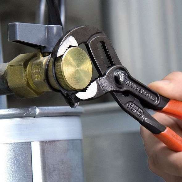 Knipex 7 1/4 in V-Jaw Water Pump Plier Serrated, Plastic Grip 87 01 180 SBA