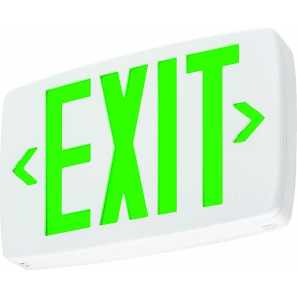 Exit Sign, White, 1 Face(s), LED, Universal Mount, Not Battery Powered