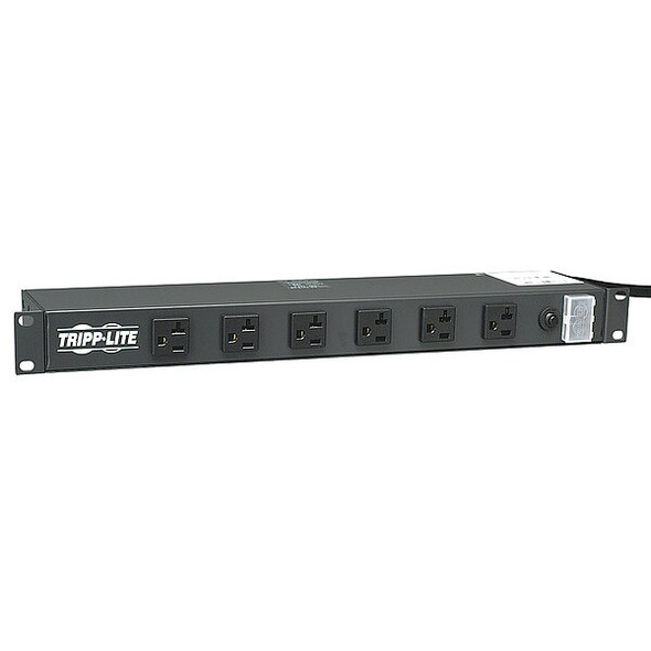 Power Strip, Surge, Rack Mounted, 5-20R, 5-20P, 15 ft., Black