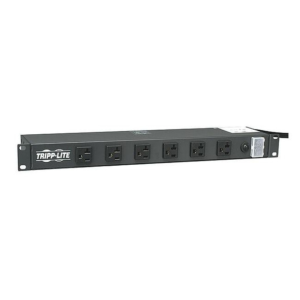 Power Strip, Surge, Rack Mounted, 5-20R, 5-20P, 15 ft., Black
