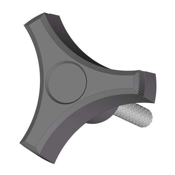 Three Prong Knob with Screw, 5/16-18 Thread Size, 1.125"L, Steel