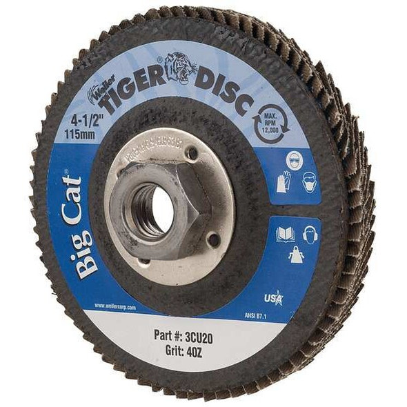 Weiler Arbor Mount Flap Disc,4-1/2in,40,Coarse 96359