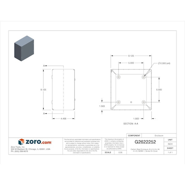 Wiegmann Enclosuresr,Mtlic,8In.Hx 8In.Wx4In.D SC080804NK