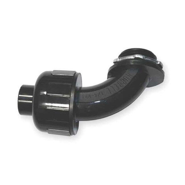 Conduit Fitting Connector, 3/8 in, Liquid-Tight, Nylon, PVC Coated, Black
