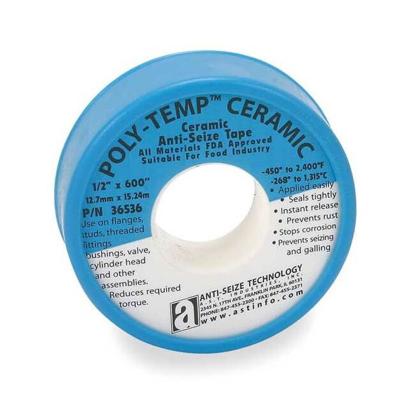 Anti-Seize Technology Antiseize Tape,1/2 In. W,600 In. L 36536
