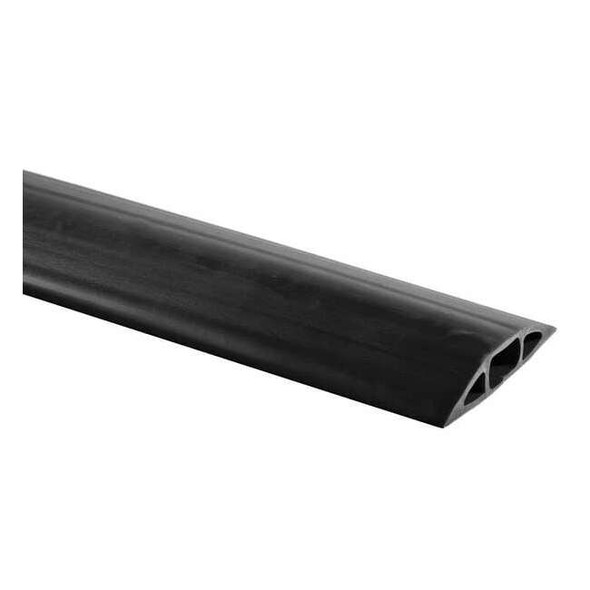 Cable Protector, 9/16 in H, 10 ft L, 2-3/4 in W, 1 Channel, PVC, Black