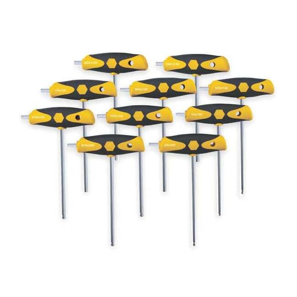 Wiha 10 Piece SAE T-Shape Hex Key Set, 54097 54097