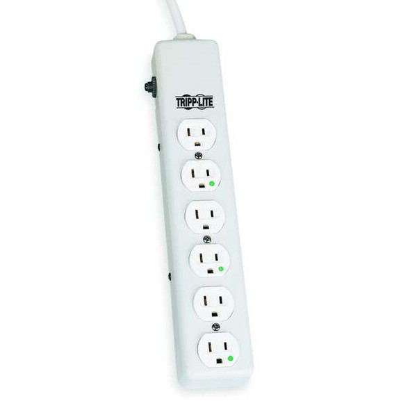Outlet Strip, Hospital Grade, 6 5-15R-HG, 5-15P-HG, 6 ft., White