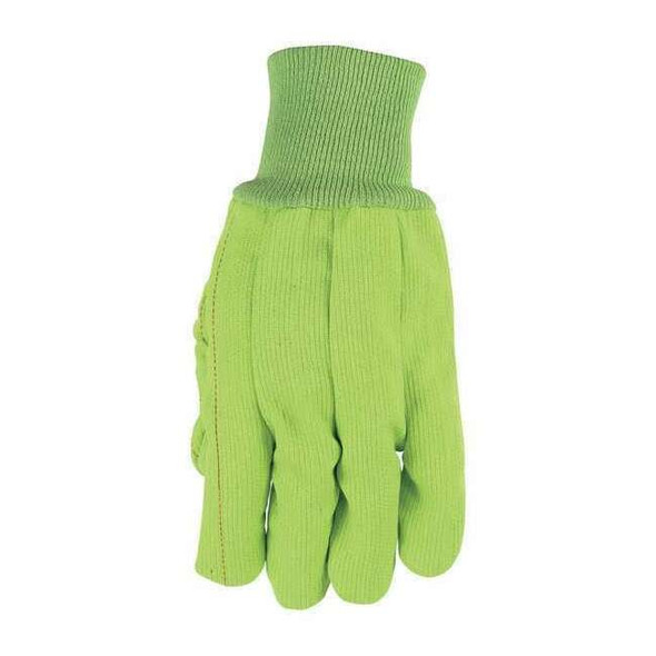 Mcr Safety Knit Gloves, Canvas, None Uncoated, High Vis Green, L, 12 PK 9018CDG
