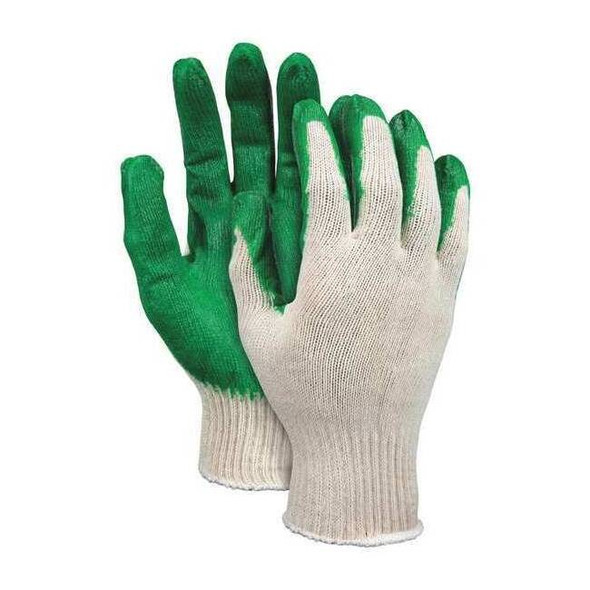 Coated Gloves, Latex, Smooth, 4-Mar, 0 Abrasion Level, White/Green, S 12 PK