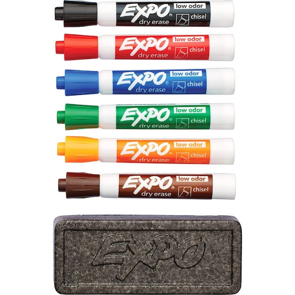 Expo Dry Erase Marker Set, Chisel Tip, Assorted Colors Low Odor 80556