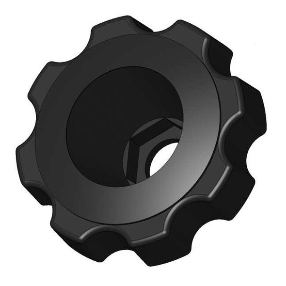 Snap Lock Fluted Knob, M10 Thread Size, 2-3/8" Dia.