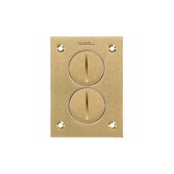 Hubbell Wiring Device-Kellems Floor Box Cover,Rectangular,1-Gang,Brass S3625