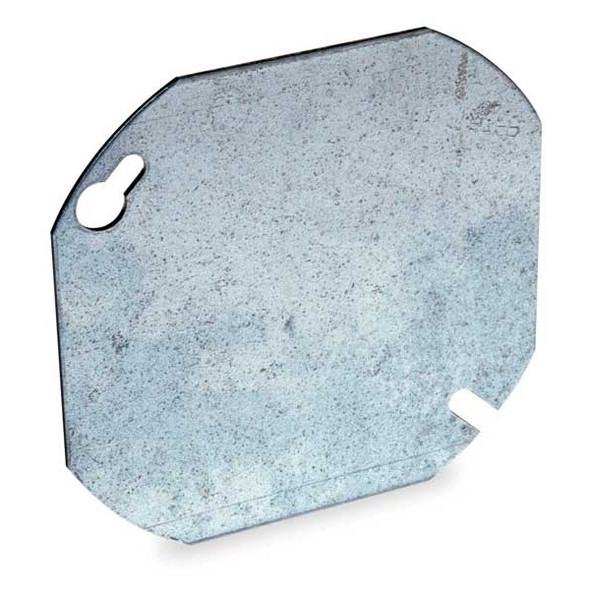 Raco Box Cover, Octagon Box Type, 0 Gang, Galvanized Steel, Blank Cover Type 722