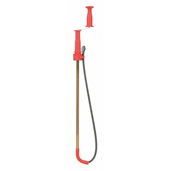 Toilet Auger, 3 ft Cable Lg, 1/2 in Cable Dia, Bulb Head, Manual Cable Feed